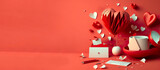 Valentine's day decorated banner created with Generative AI technology