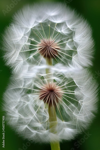 Closed Bud of a dandelion. Dandelion white flowers. IA technology