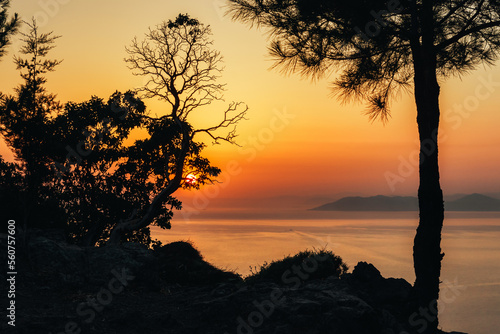 Sunset on the Lycian Trail in Turkey. Mediterranean landscapes.