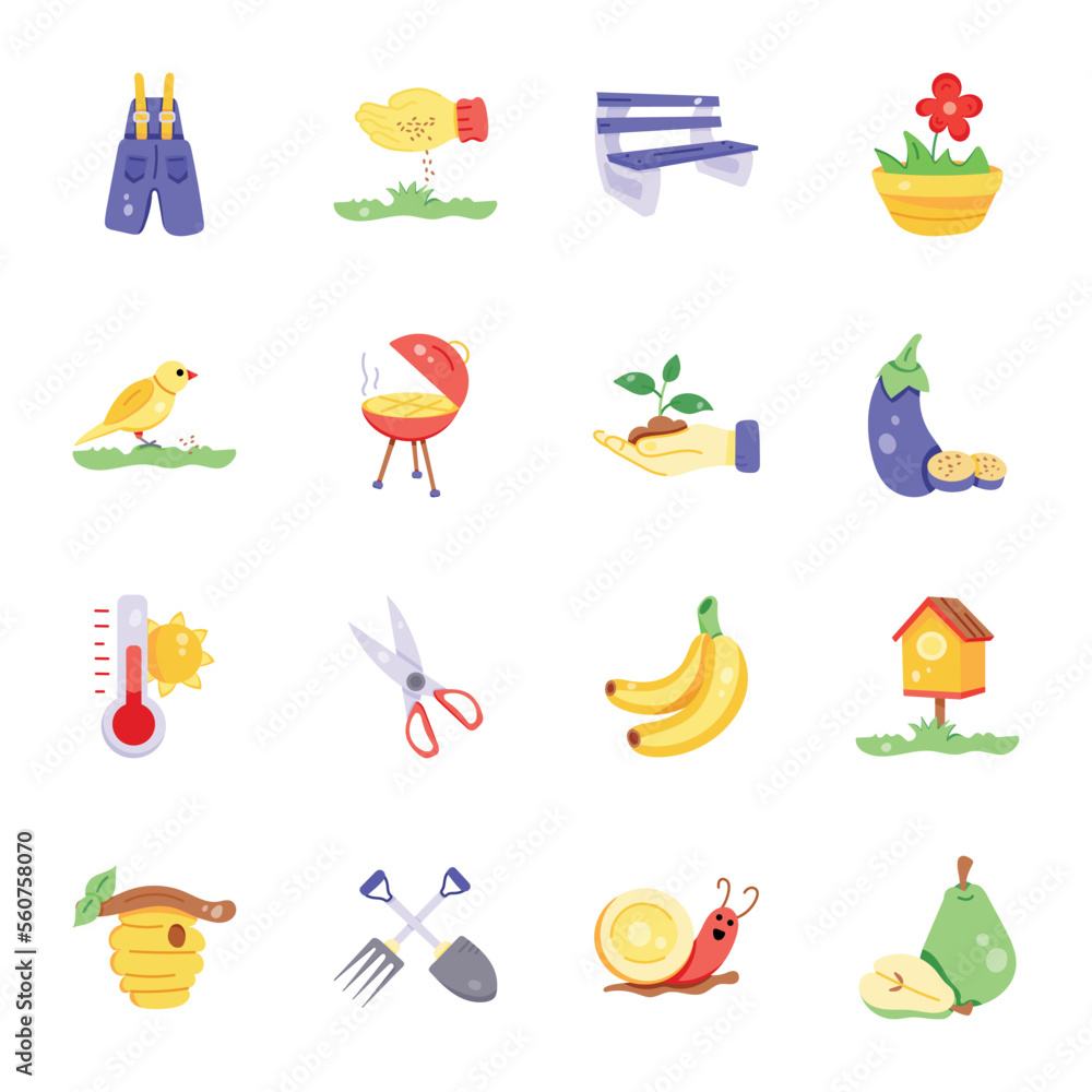 Pack of Gardening and Farming Flat Icons
Pack of Gardening and Farming Flat Icons
