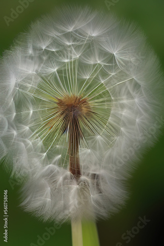 Closed Bud of a dandelion. Dandelion white flowers. IA technology