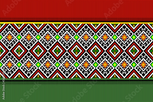 Obraz na plátně Geometric ethnic oriental traditional with triangles and elements seamless pattern
