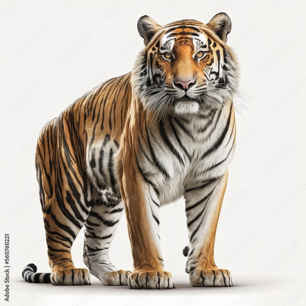 Bengal Tiger full body image with white background ultra realistic





