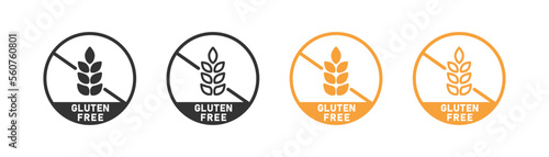 Gluten free icon on white background. Symbol in outline, flat and colored styles. Allergy free food product. Vegetarian, healthy lifestyle. Flat design.