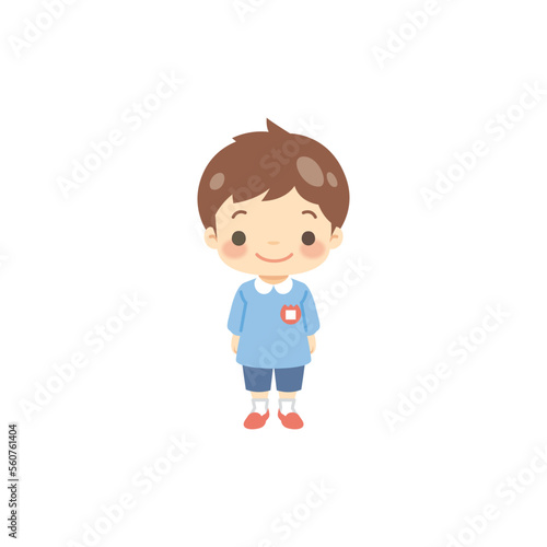 幼稚園・保育園のスモッグを着た男の子