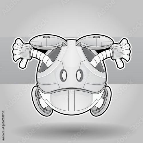 coloring picture Futuristic robot constructor flat icon set. Cartoon android character design