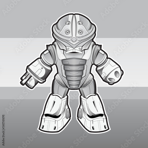coloring picture Futuristic robot constructor flat icon set. Cartoon android character design