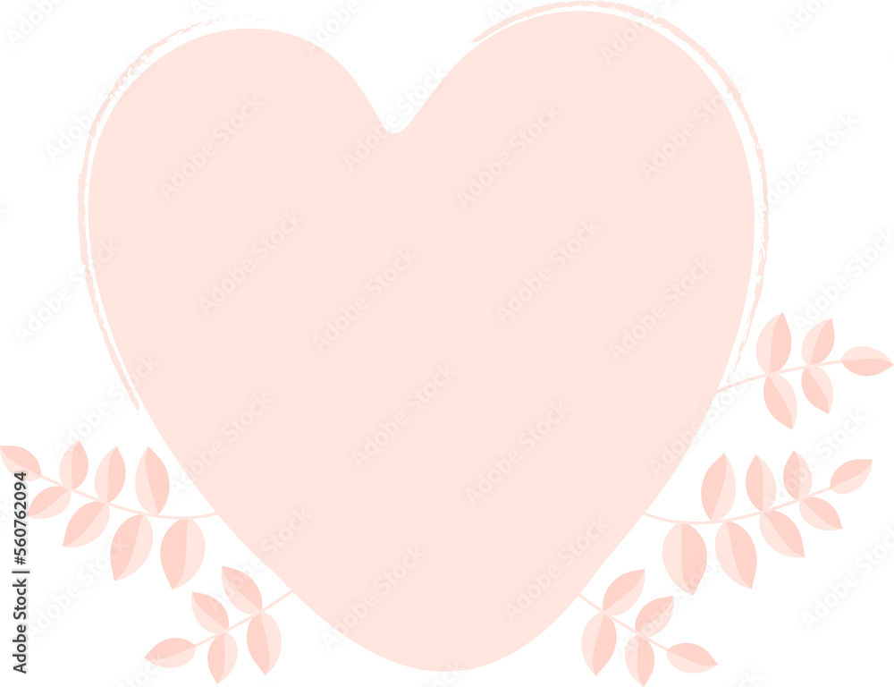 pink heart with leaves