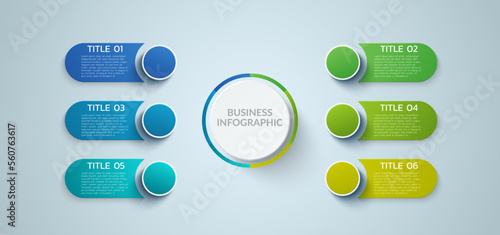Vector circle infographic, cycle diagram, graph, presentation chart. Business infographics concept with 6 options, parts, and steps. Business Infographic processes. Creative concept for infographic