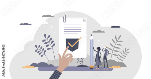 Policy as legal principles statement with text protocol tiny person concept, transparent background. Procedure regulation document with security and risks administration illustration.