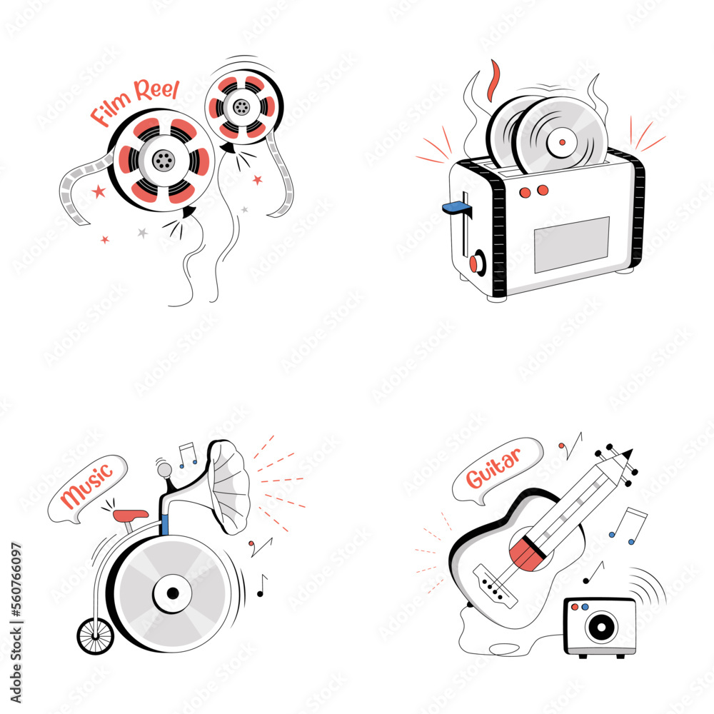 Set of Multimedia Flat Illustrations 

