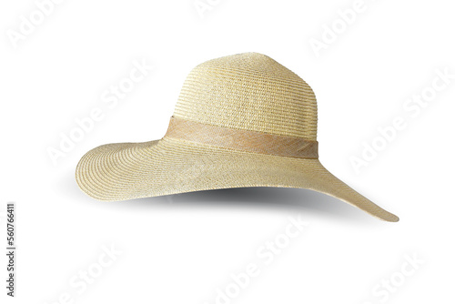 Wide-brimmed hat for women fashion isolated on white background. This has clipping path.