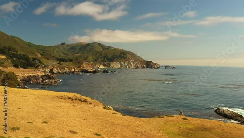 Wallpaper Mural Aerial Shot Of Bixby Creek Bridge On Rock Formations, Drone Flying Forward Over Sea During Sunny Day - San Francisco, California Torontodigital.ca