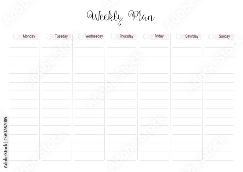 Weekly Planner Horizontal, Weekly Planner Calendar, KDP Interior, To Do Planner, Vector PDF, Blank Calendar