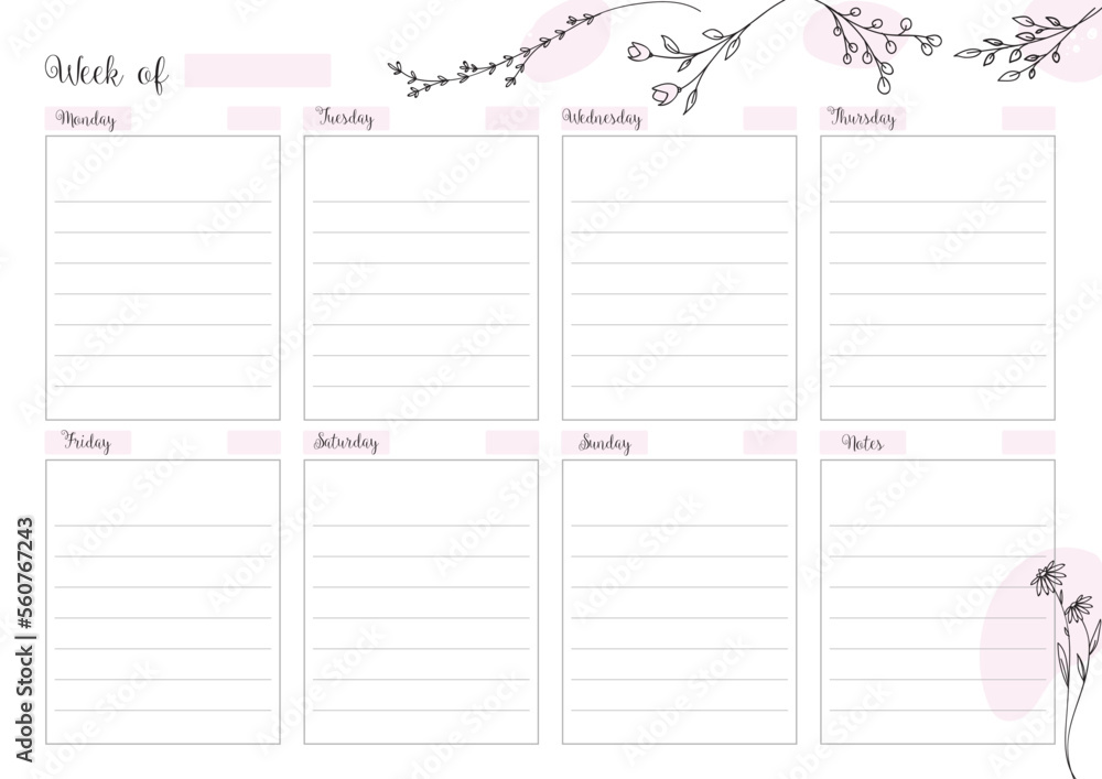 Weekly Planner Calendar, KDP Interior, To Do Planner, Vector PDF, Blank Calendar Weekly Planner Calendar, KDP Interior, To Do Planner, Vector PDF, Blank Calendar