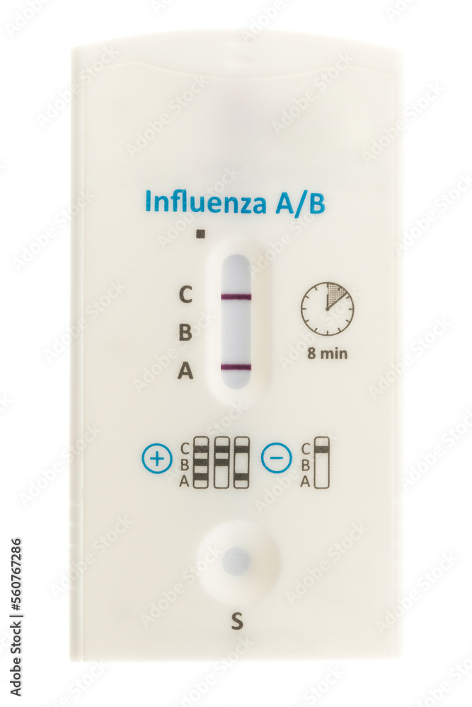 Influenza AB positive test result by using rapid test cassette Influenza AB positive test result by using rapid test cassette