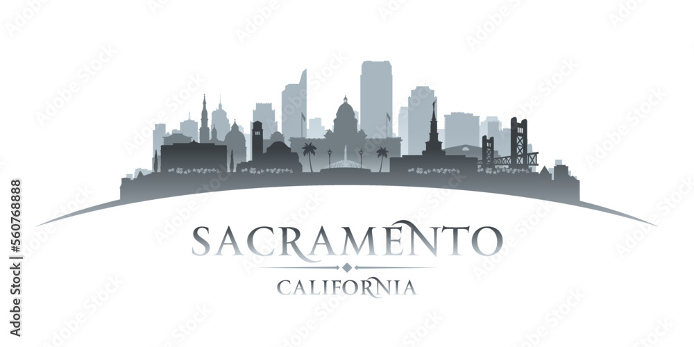 Fototapeta premium Sacramento California city silhouette white background