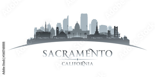Sacramento California city silhouette white background