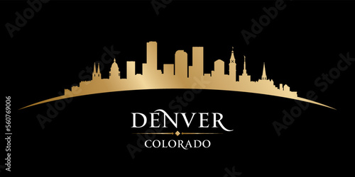 Denver Colorado city silhouette black background