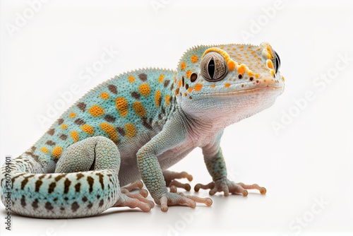 The Tokay Gecko and the Gecko Tokay Alone on a White Background. Generative AI