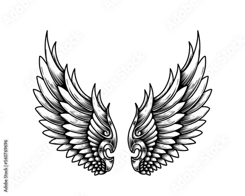 vector angel wings tribal tattoo	