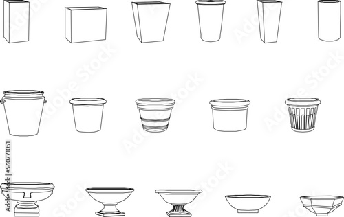 Wallpaper Mural collection of classic cast stone pots illustration vector sketch designs for houseplants Torontodigital.ca