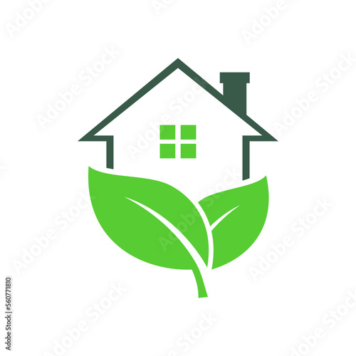 leaf house vector logo