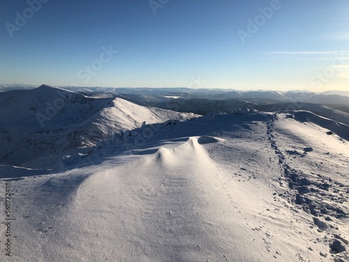 landscape with snow covered mountains