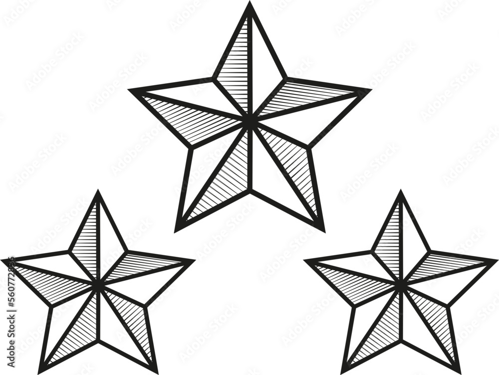 Tres estrellas doradas Argentina campéon del mundial de futbol (football). Ilustración para usar como recurso gráfico o tatuaje.