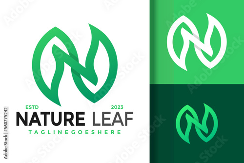 Letter N Nature Leaf Logo Logos Design Element Stock Vector Illustration Template