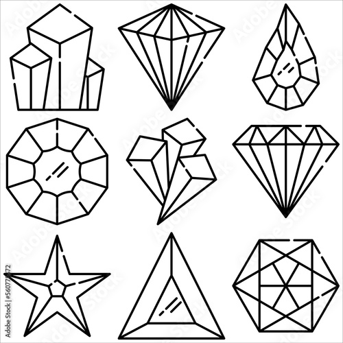 Diamond icon outline style part one