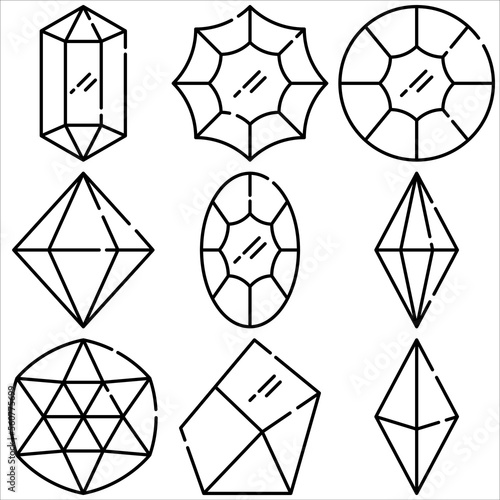 Diamond icon outline style part three