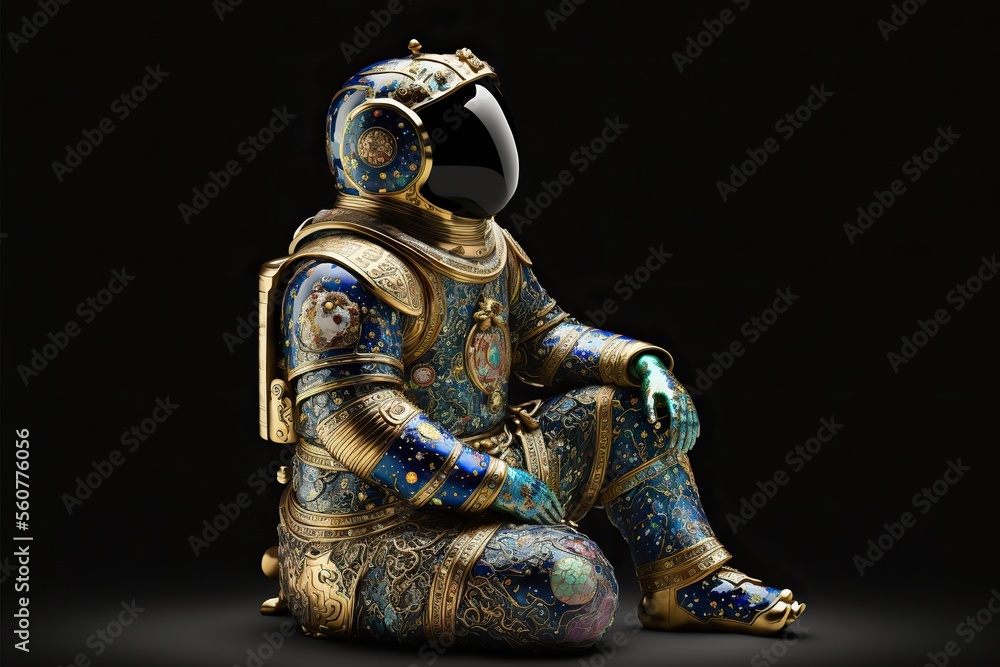 Astronaut figurine made in colorful enamel technique. Generative ai. Astronaut figurine made in colorful enamel technique. Generative ai.