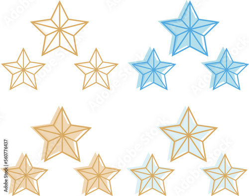 Pack Tres estrellas doradas Argentina campéon del mundial de futbol (football). Ilustración para usar como recurso gráfico o tatuaje.
