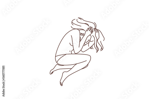 Naked woman feel scared and imprisoned 