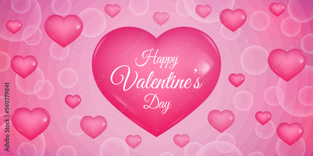 Happy valentine's day. Abstract pink banner with bubbles and 3d heart
Happy valentine's day. Abstract pink banner with bubbles and 3d heart