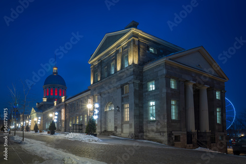 Montreal, bonsecours market at night in the old port. photo
