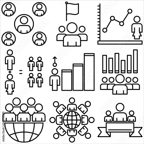 World population day icon outline style part four