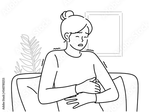 Unhealthy woman suffer from stomachache 