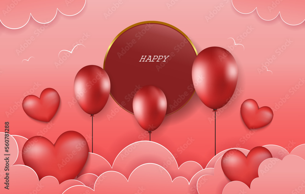 happy valentine's day pink background premium vector