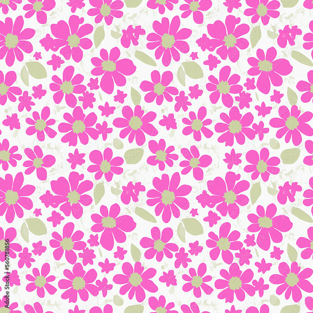 Floral seamless pattern design with pink flowers on white, repeating background Floral seamless pattern design with pink flowers on white, repeating background