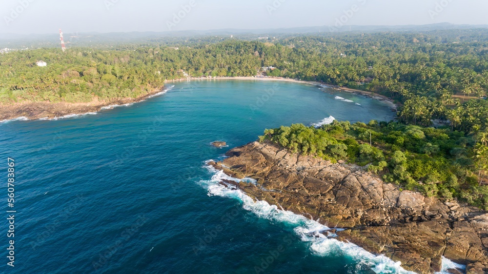 Aerial view from a tropical island at the ocean, Sri Lanka.