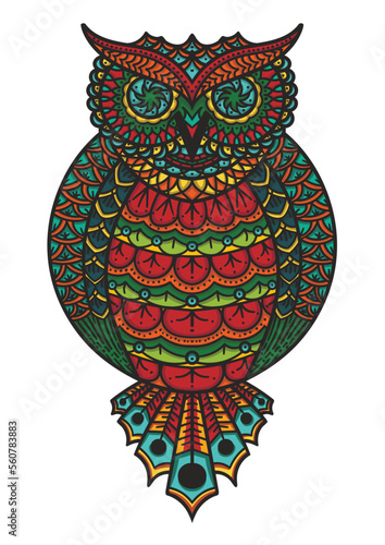 a picture of an owl in a mandala style. Made with Adobe Illustrator.