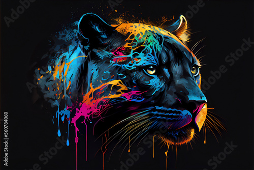 colorful drawing of a panther