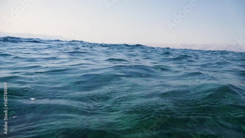 Adriatic Sea waves very close to the camera and going underwater