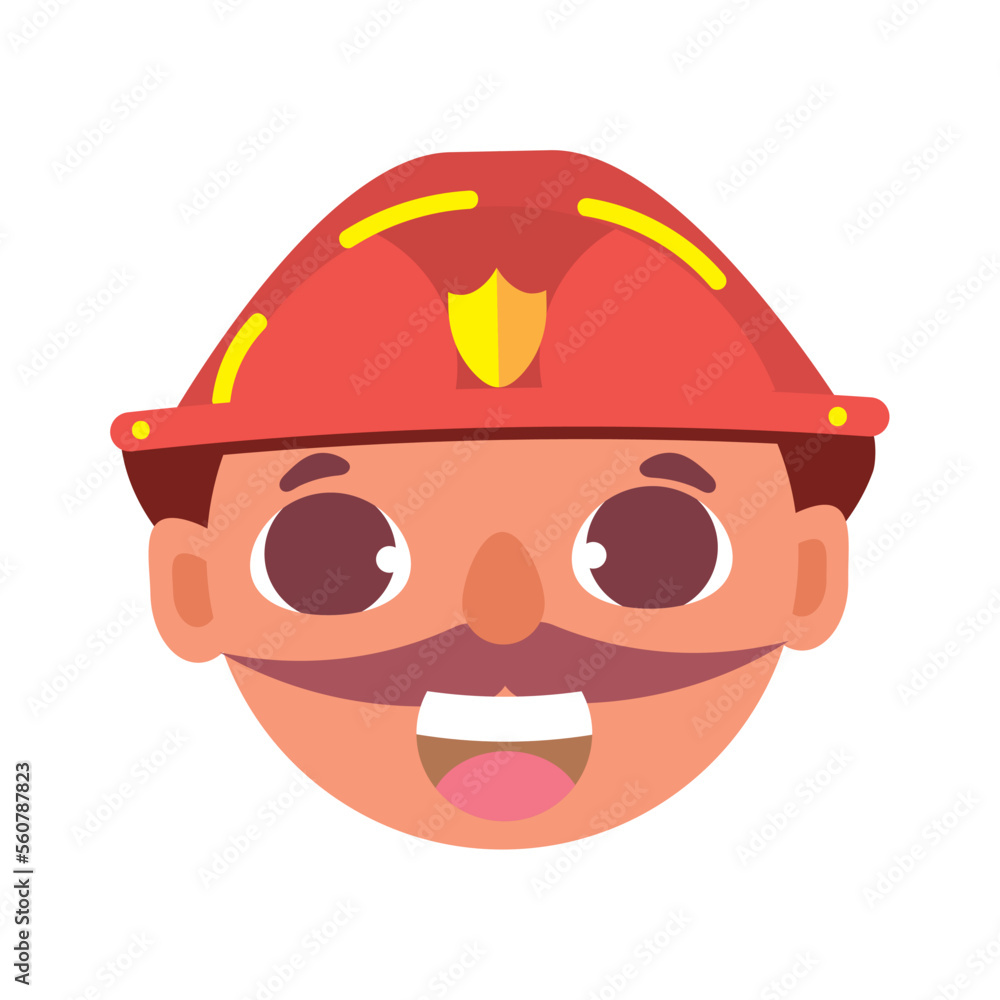 Isolated happy male firefighter cartoon avatar Vector
