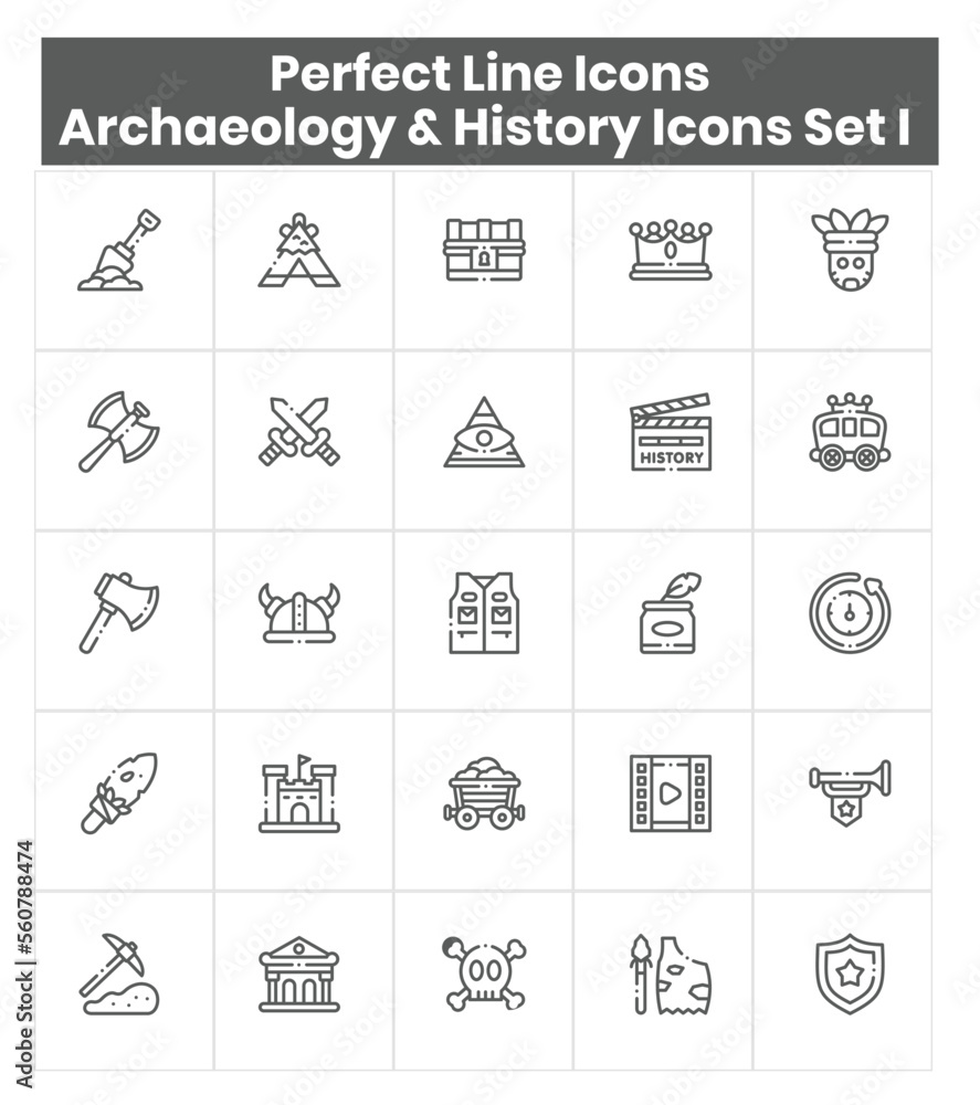 Archaeology and History Icons Set I