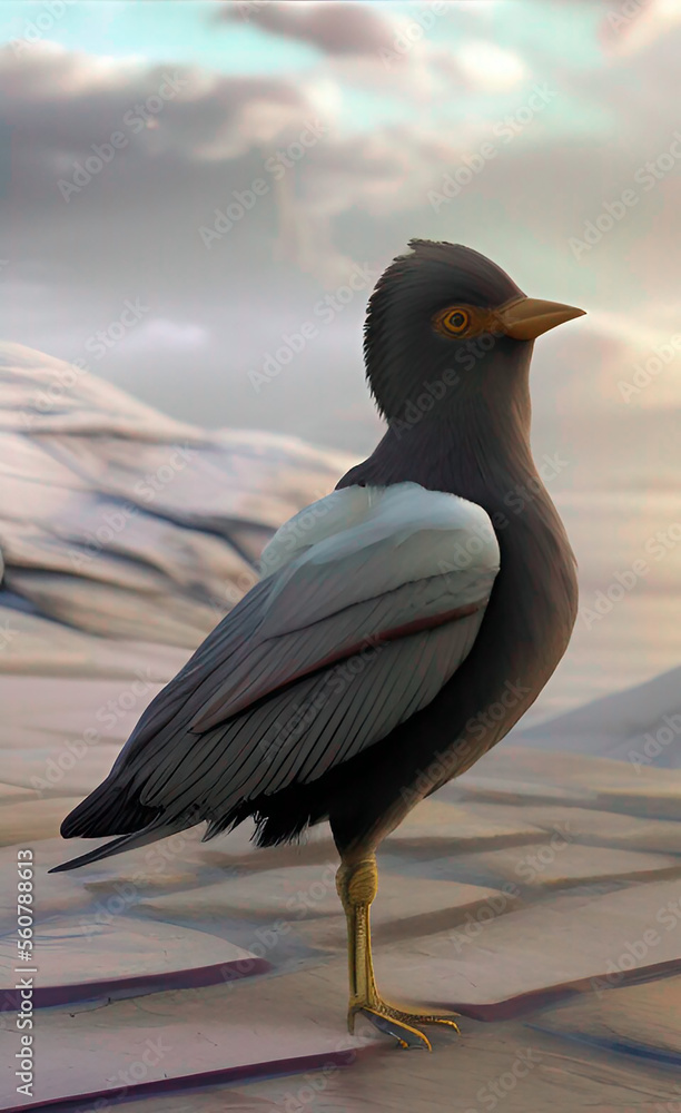 Naklejka premium bird on a rock