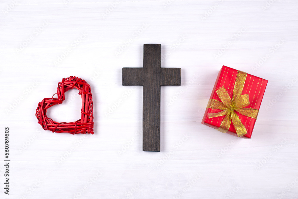 The cross of Jesus is wooden. Crucifixion on a white background. The