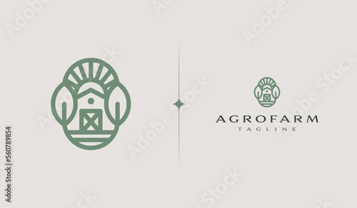 Green House Monoline Logo. Universal creative premium symbol. Vector sign icon logo template. Vector illustration